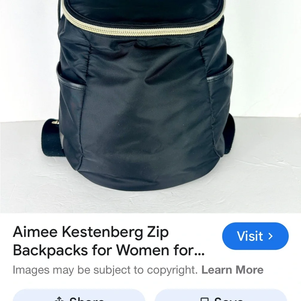 Aimee Kestenberg Black‎ Nylon Backpack with Gold Accents